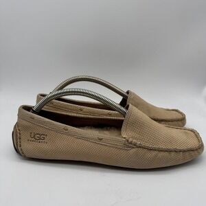 UGG Australia‎ Women's Suede Grey Leather Sherpa Lined Loafers Size 8 5974